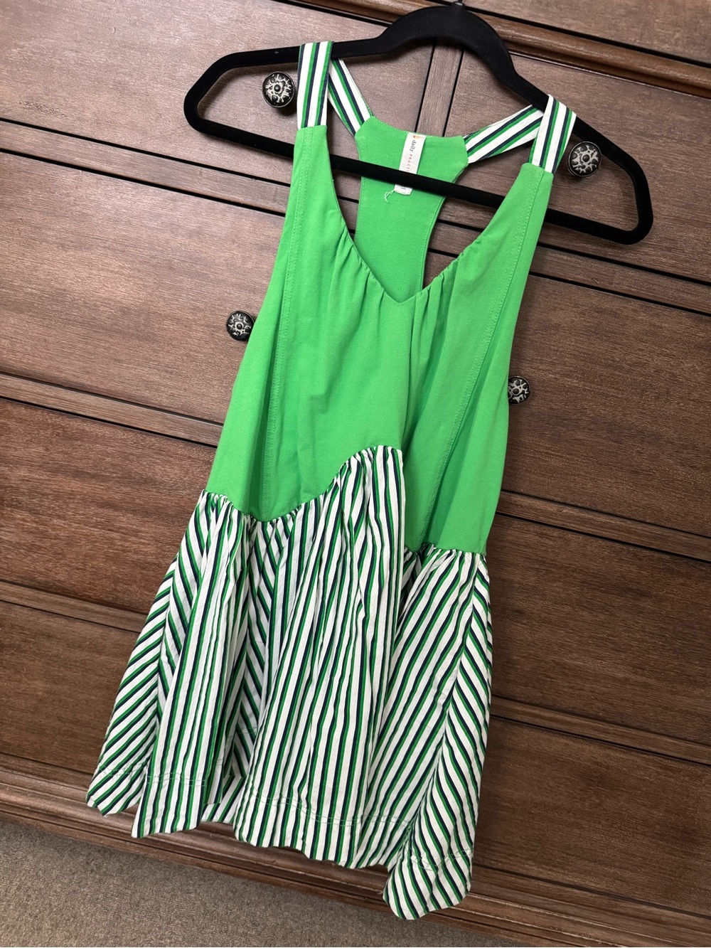 Anthropologie Green Striped Racerback Dress Top